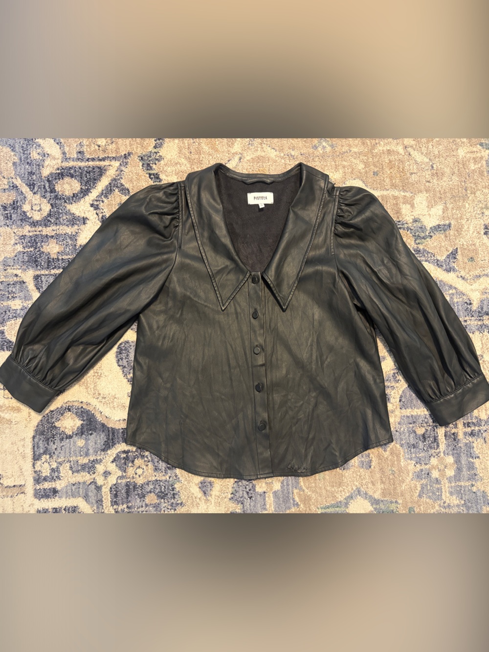 Pistola Black Faux Leather Blouse DAMAGED